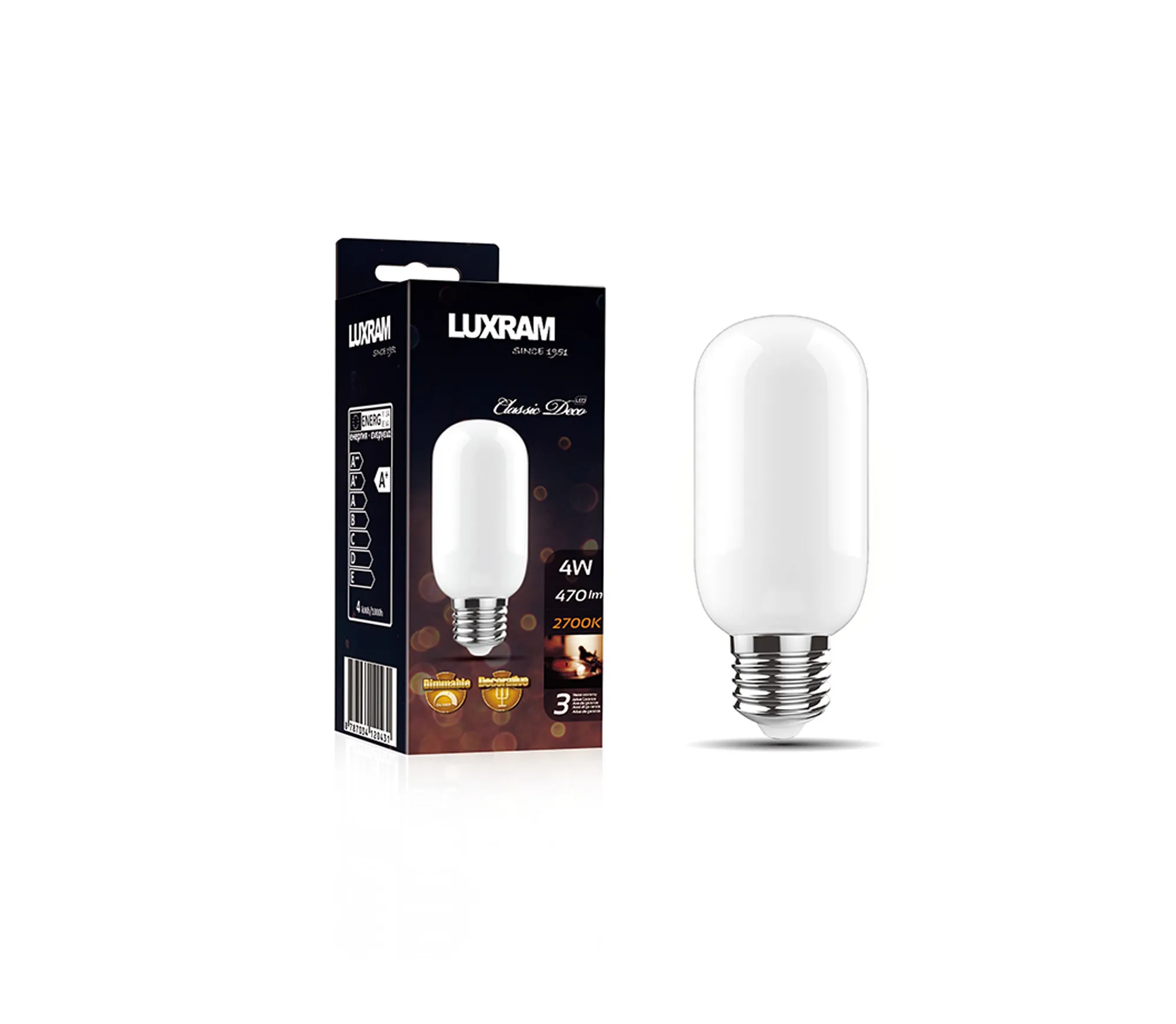 Lamp LED A FIL 40 no-dim 4W/827 E27 470lm - El Corte Eléctrico