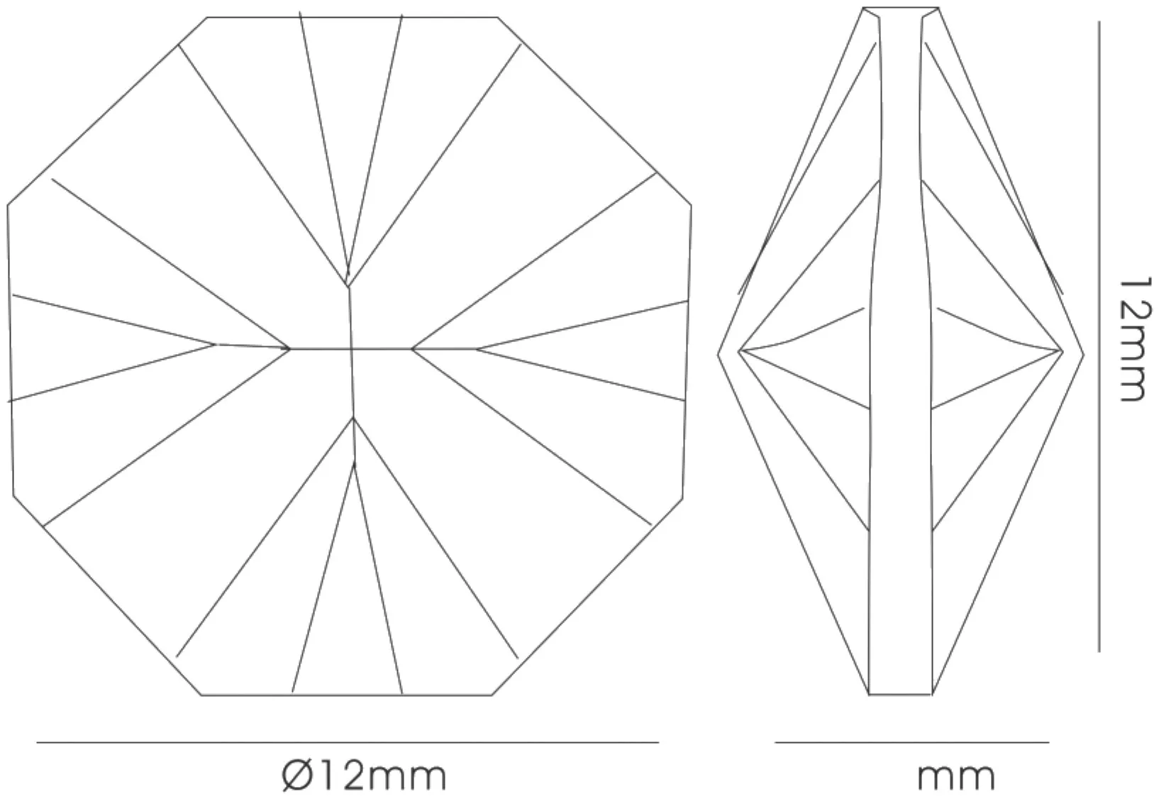 C50012 Crystal Octagon Diyas Crystal Octagon Without Ring 12mm ...